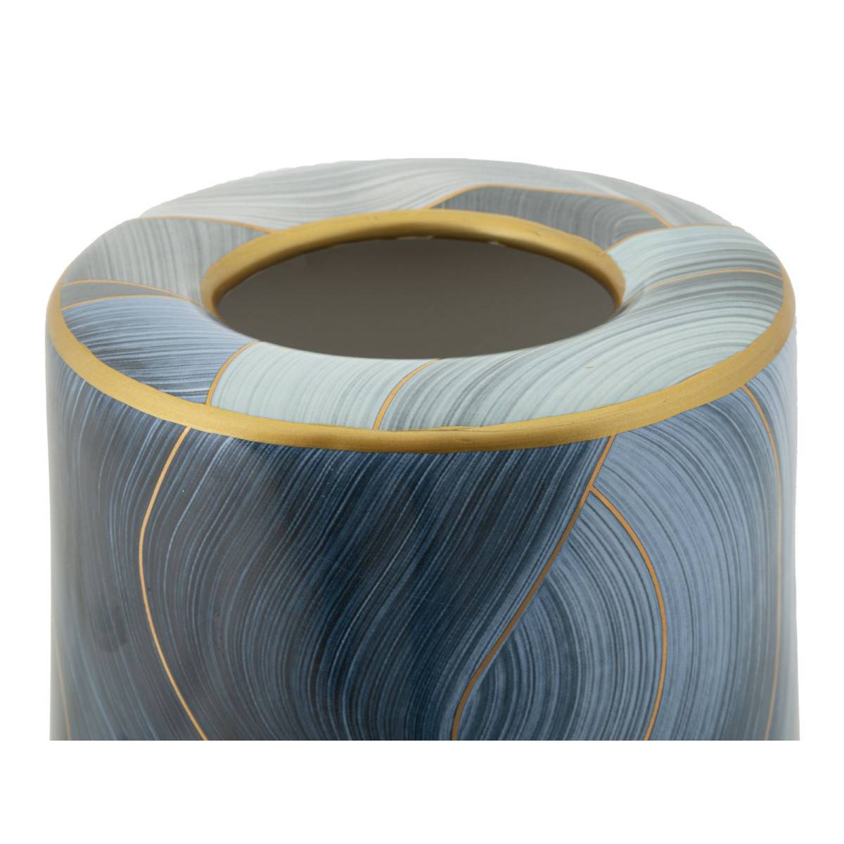 Paris Prix - Vase Cylindrique en Céramique "Elegant" 34cm Bleu - Image 5