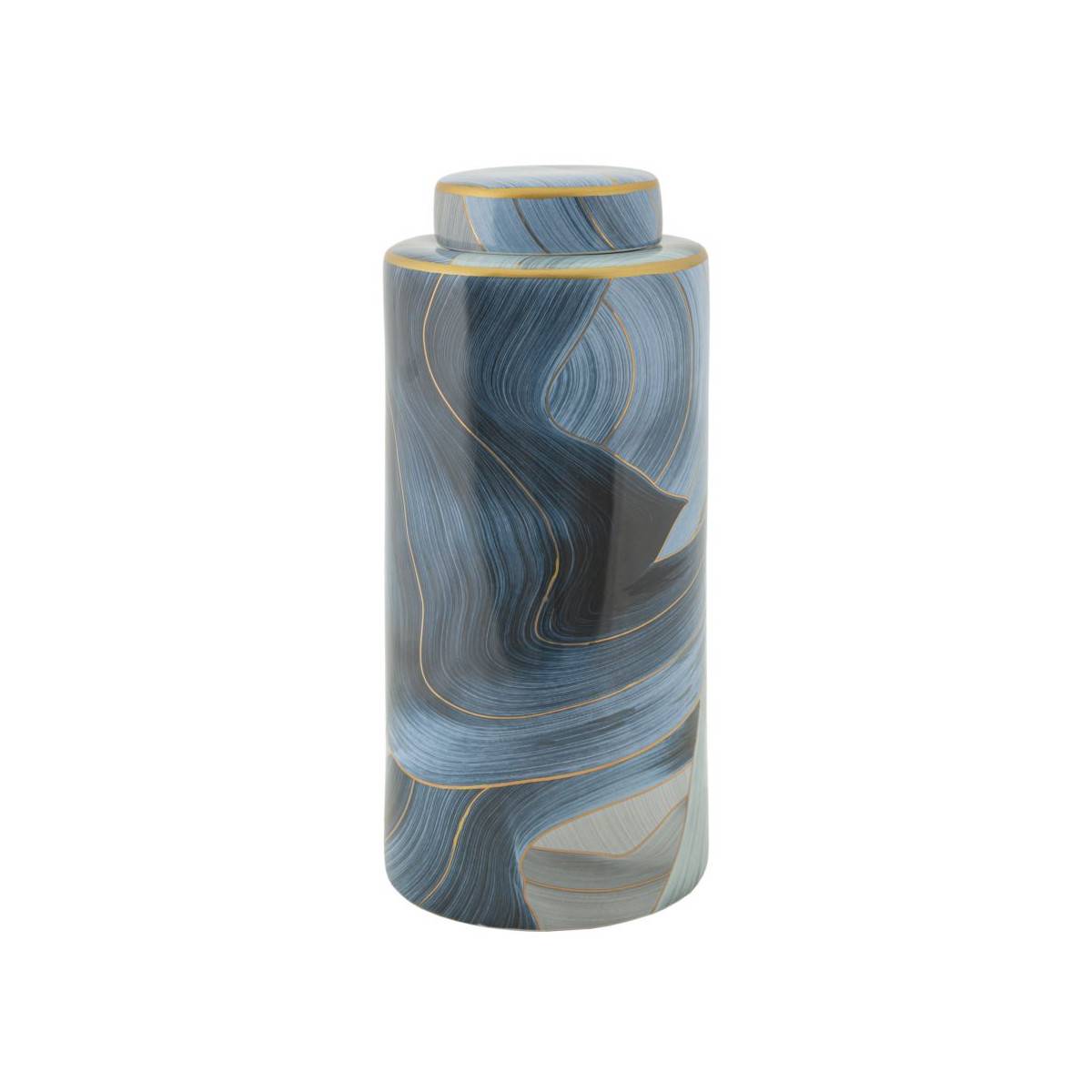 Paris Prix - Vase Cylindrique en Céramique "Elegant" 34cm Bleu