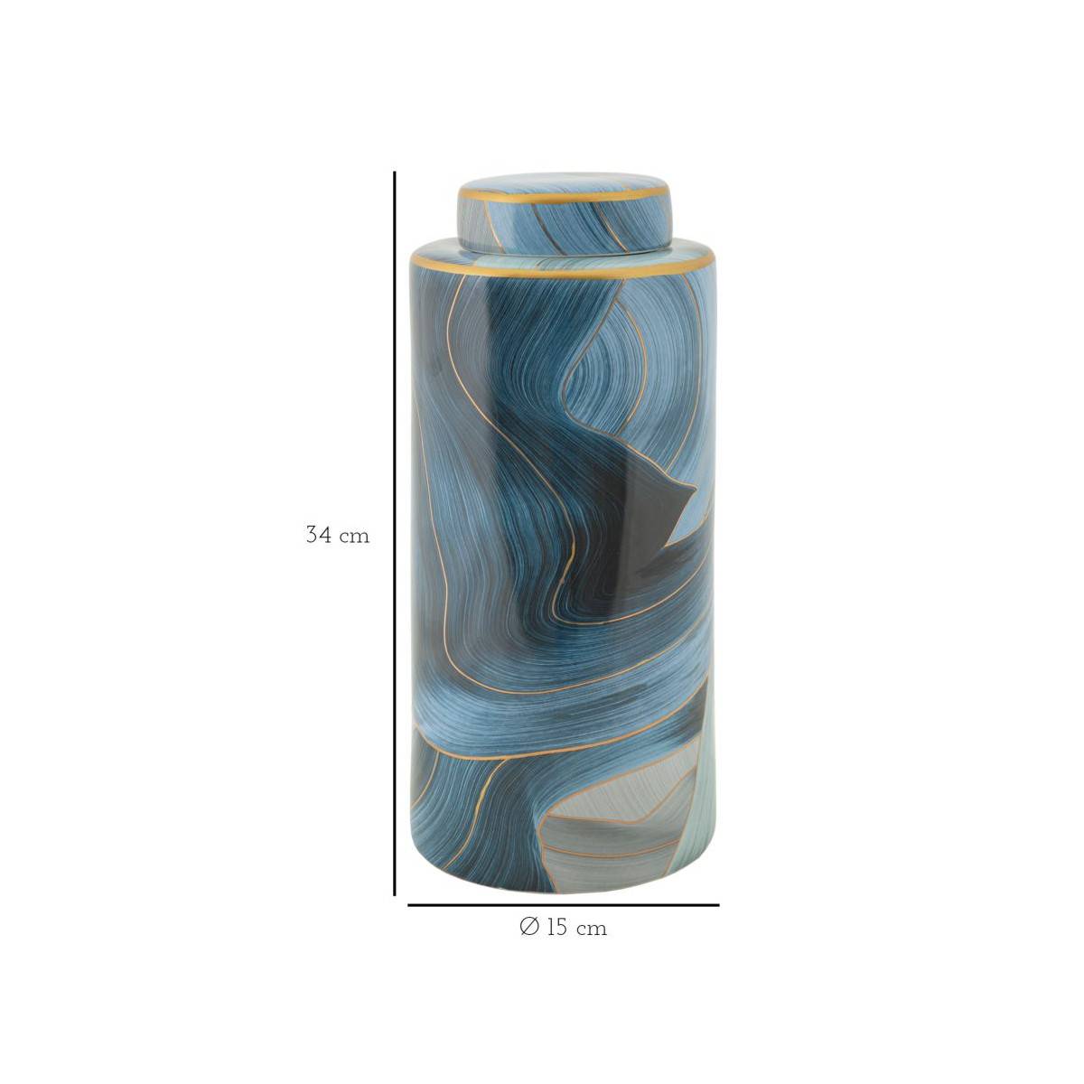 Paris Prix - Vase Cylindrique en Céramique "Elegant" 34cm Bleu - Image 7