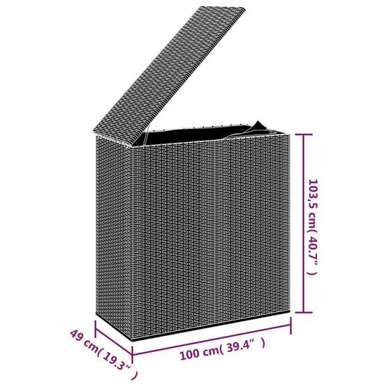 Boîte à coussins coffre de rangement de jardin résine tressée 100 x 49 x 103,5 cm noir - Image 5
