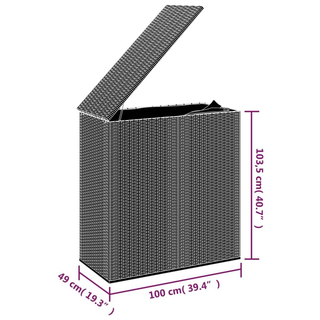 Boîte à coussins coffre de rangement de jardin résine tressée 100 x 49 x 103,5 cm noir - Image 5