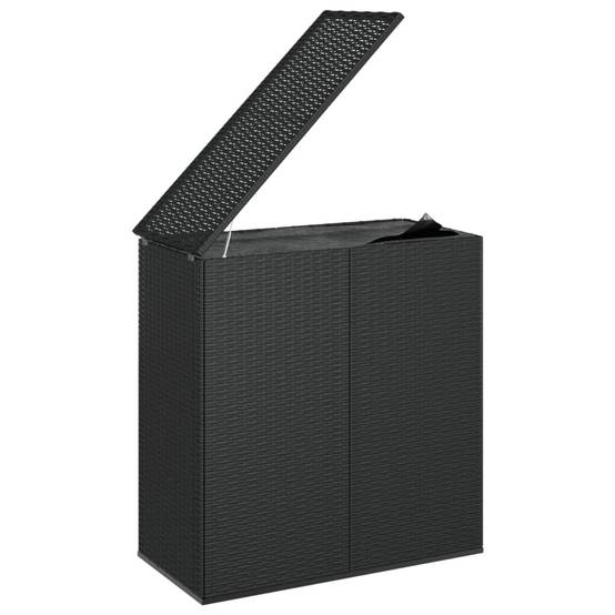 Boîte à coussins coffre de rangement de jardin résine tressée 100 x 49 x 103,5 cm noir - Image 1