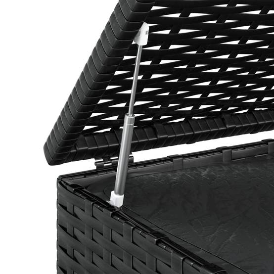Boîte à coussins coffre de rangement de jardin résine tressée 100 x 49 x 103,5 cm noir - Image 4