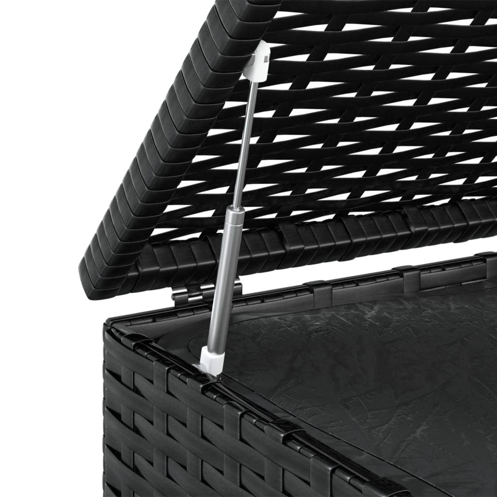 Boîte à coussins coffre de rangement de jardin résine tressée 100 x 49 x 103,5 cm noir - Image 4