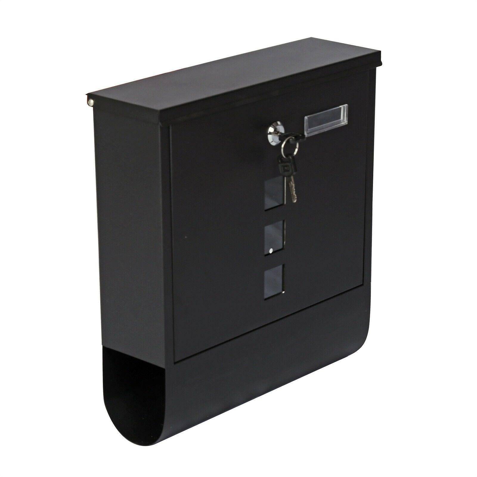 Helloshop26 - Boite aux lettres design murale compartiment journaux anthracite acier affiné courrier acier inoxydable noir - Imagen 2