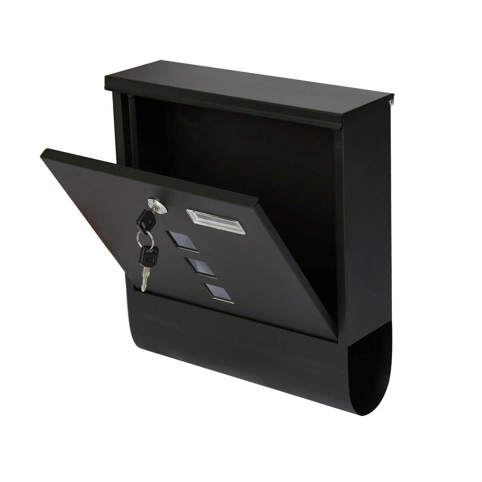 Helloshop26 - Boite aux lettres design murale compartiment journaux anthracite acier affiné courrier acier inoxydable noir - Imagen 1