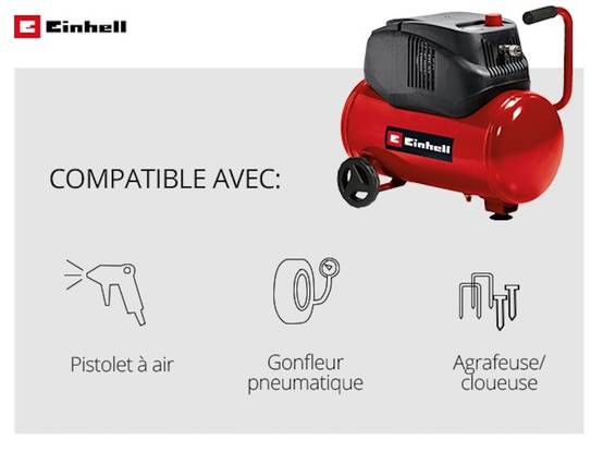 Einhell - Compresseur TC-AC 200/24/8 OF - Réservoir 24 litres - jusqu'à 8 bar Einhell - Image 5