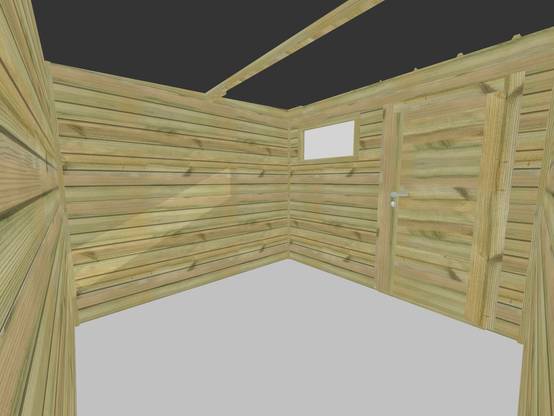Sans Marque - ABRI DE JARDIN bois autoclave 27mm - 4,64x2,64m / 12m2 - Bac acier - Abri Français - Image 5