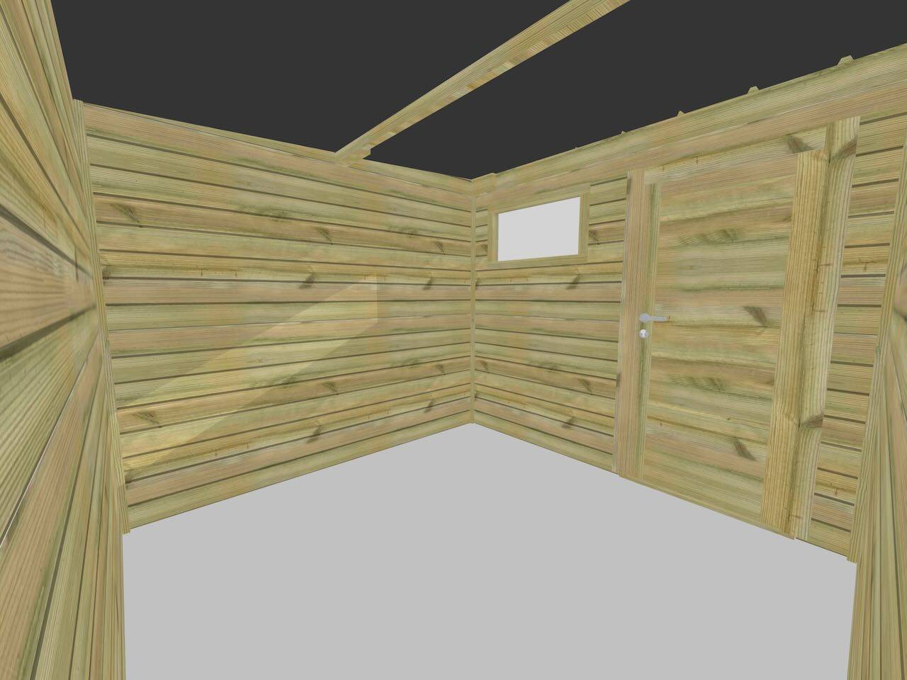 Sans Marque - ABRI DE JARDIN bois  autoclave 27mm - 4,64x2,64m / 12m2 - Bac acier - Abri Français - Imagen 5