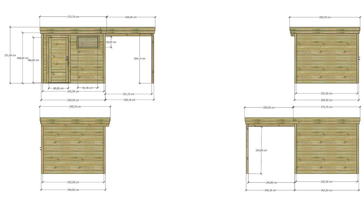 Sans Marque - ABRI DE JARDIN bois autoclave 27mm - 4,64x2,64m / 12m2 - Bac acier - Abri Français - Image 4