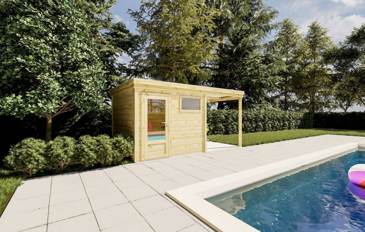 Sans Marque - ABRI DE JARDIN bois  autoclave 27mm - 4,64x2,64m / 12m2 - Bac acier - Abri Français - Imagen 2