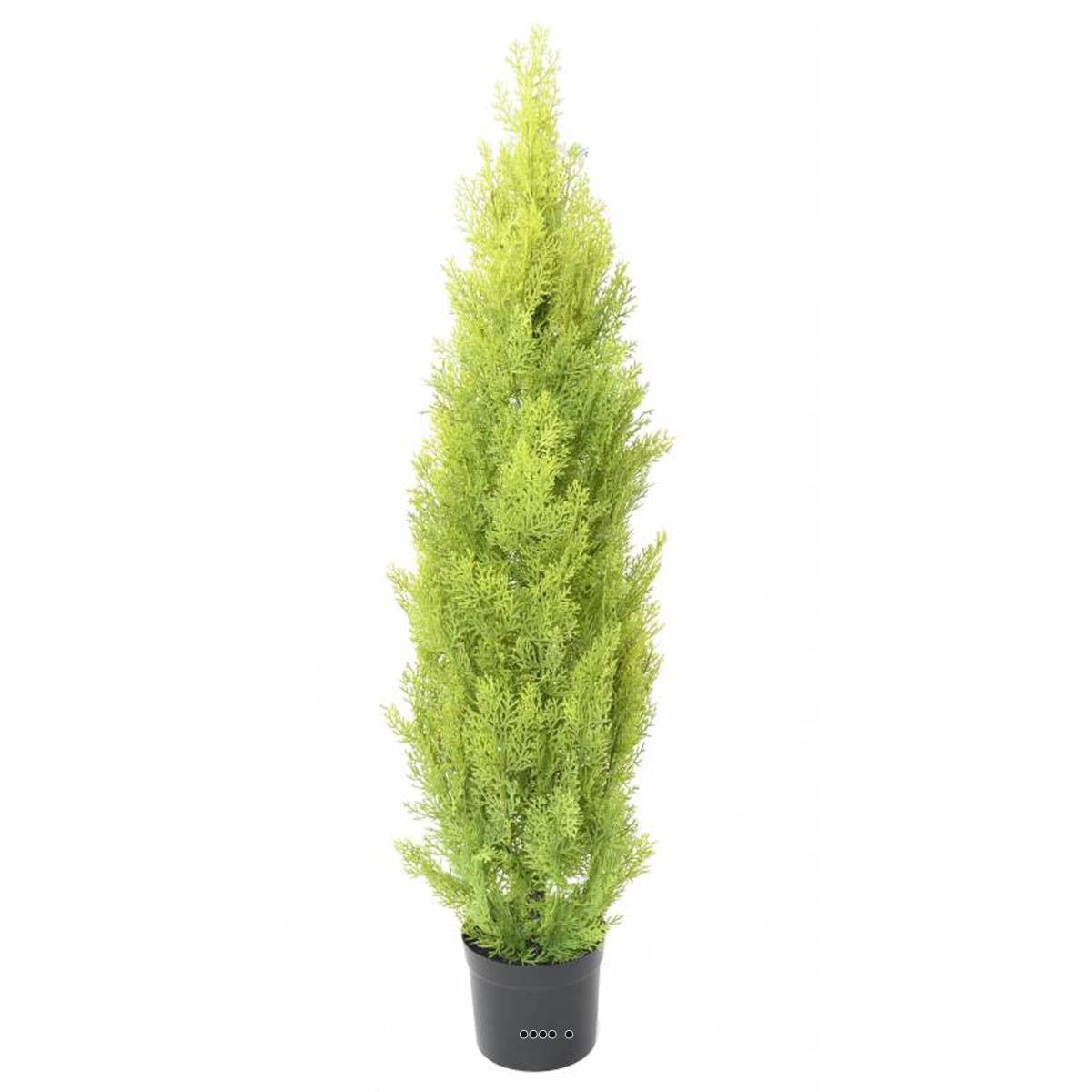 Artificielles - Cyprès artificiel en pot anti-UV pour extérieur H 125 cm Vert-jaune - dimhaut: H 125 cm - couleur: Vert-jaune