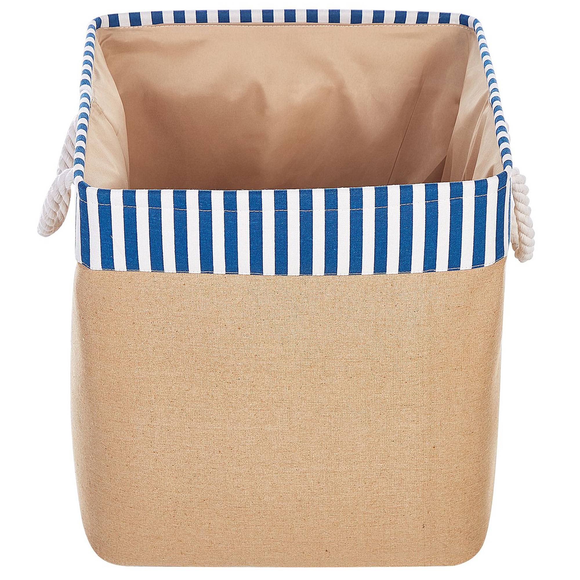 Beliani - Lot de 2 Paniers de Rangement en Tissu Polyester Beige et Motif Marin avec Poignées en Corde Rangement Organisation Salon Chambre Traditionnel - Imagen 6