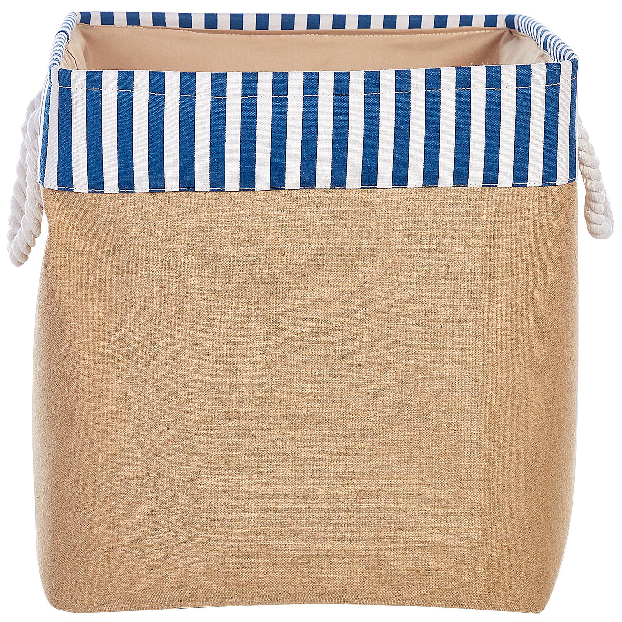 Beliani - Lot de 2 Paniers de Rangement en Tissu Polyester Beige et Motif Marin avec Poignées en Corde Rangement Organisation Salon Chambre Traditionnel - Imagen 4