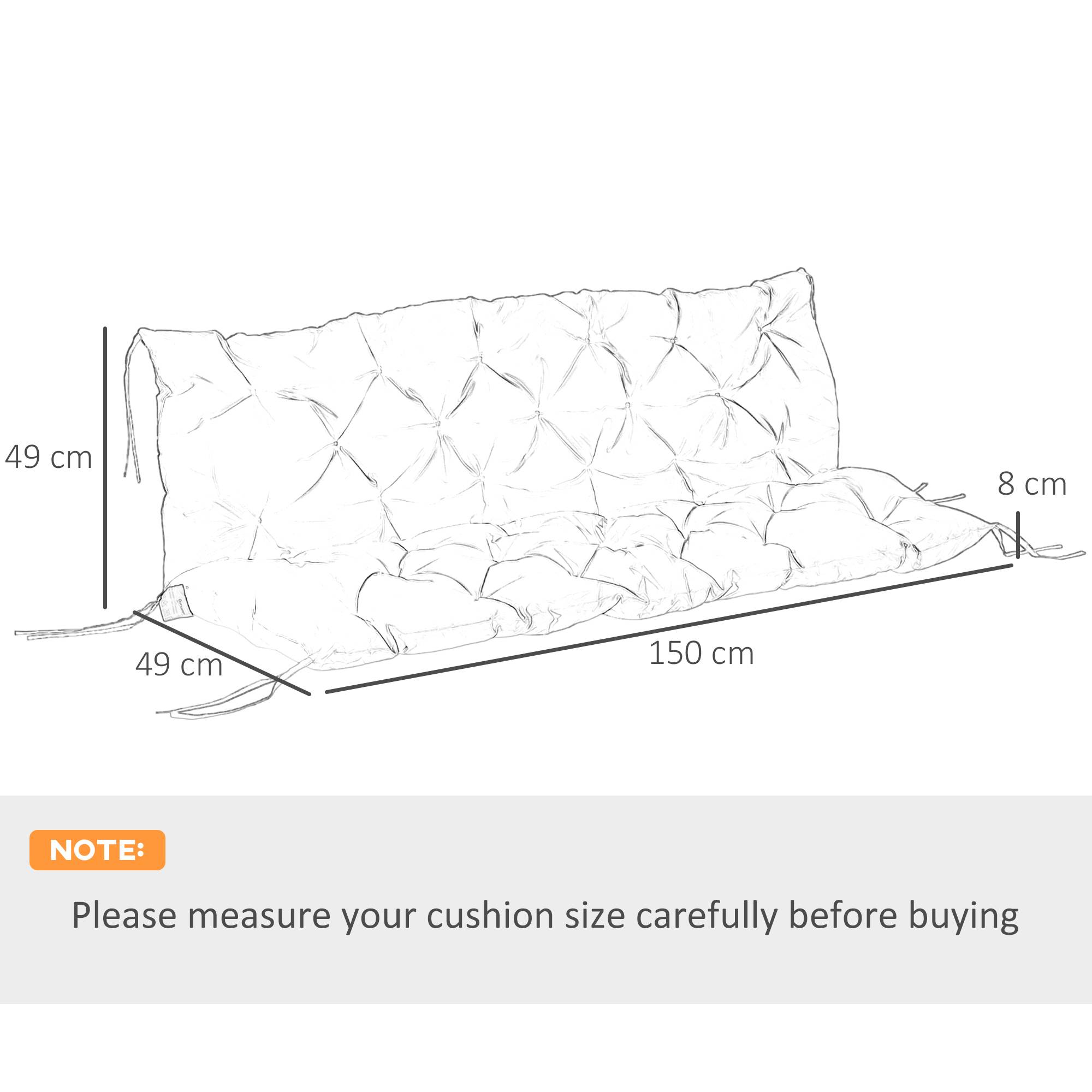 Outsunny - Coussin de banc matelas assise dossier balancelle canapé 3 places 150x98x8 cm bleu - Outsunny - Image 3