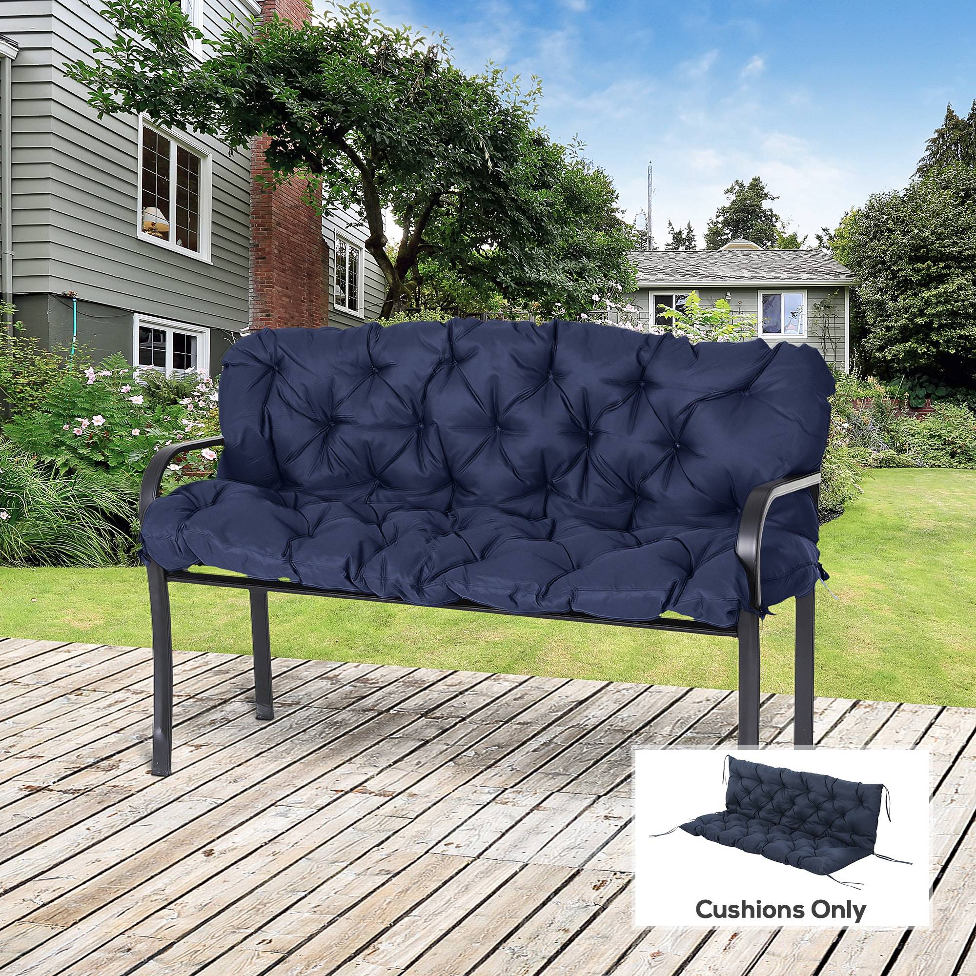 Outsunny - Coussin de banc matelas assise dossier balancelle canapé 3 places 150x98x8 cm bleu - Outsunny - Image 2