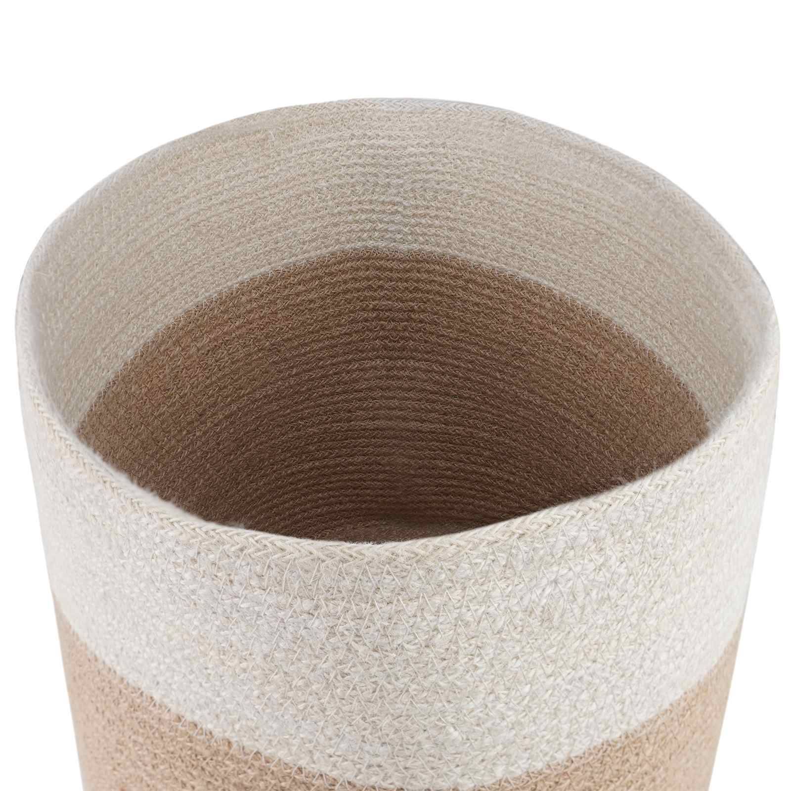 Ensemble de 2 pots à plantes jute naturel et blanc 28 x 28 x 28 cm, Poids:2.01kg - PANGIVO - Image 3