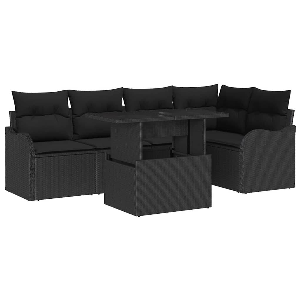 Salon de jardin 5 places en poly rotin modulable avec table basse pour terrasse noir 6 pièces – ComfortXL Outdoor Living - Image 2