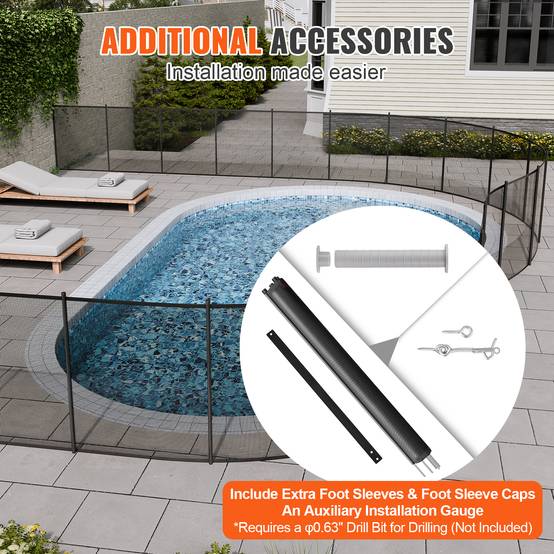 VEVOR Clôture piscine amovible 1.21x32.91m, alu/PVC 340g/m², pliable, protection enfants/animaux. - Image 6