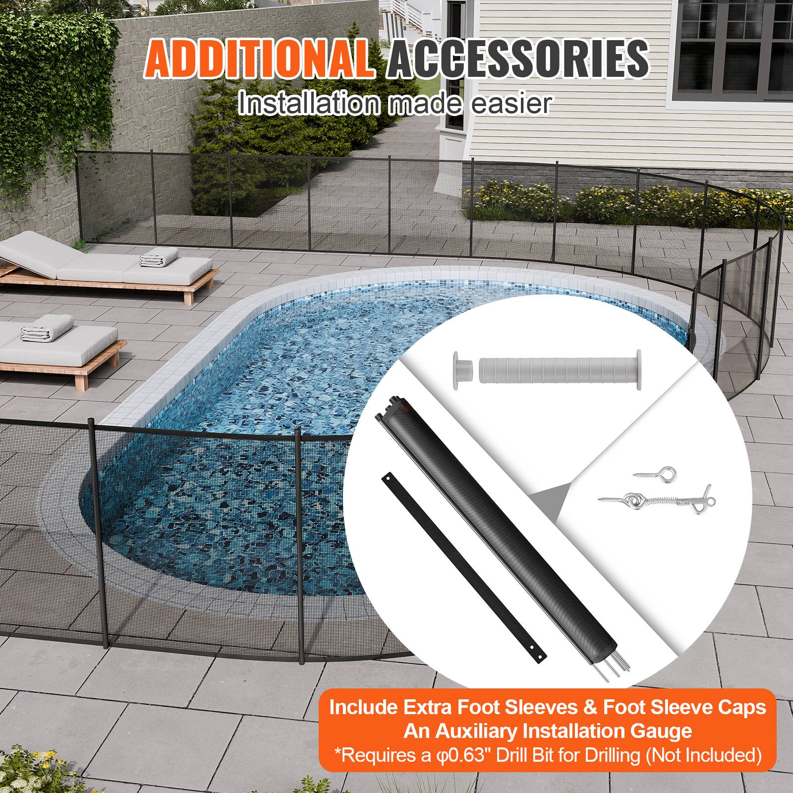 VEVOR Clôture piscine amovible 1.21x32.91m, alu/PVC 340g/m², pliable, protection enfants/animaux. - Image 6
