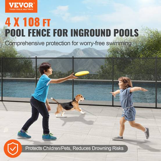 VEVOR Clôture piscine amovible 1.21x32.91m, alu/PVC 340g/m², pliable, protection enfants/animaux. - Image 2
