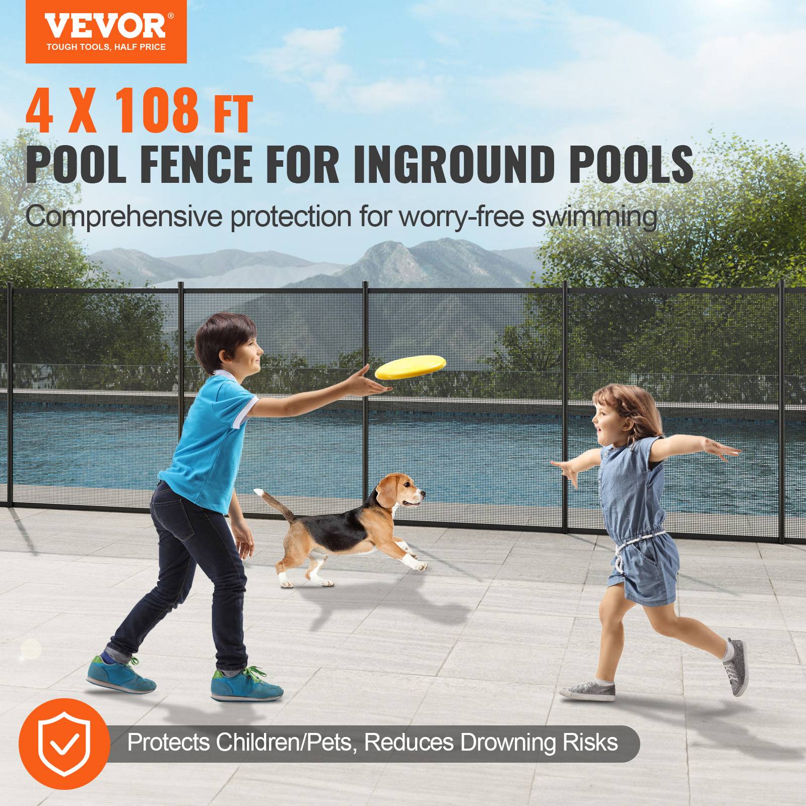 VEVOR Clôture piscine amovible 1.21x32.91m, alu/PVC 340g/m², pliable, protection enfants/animaux. - Image 2