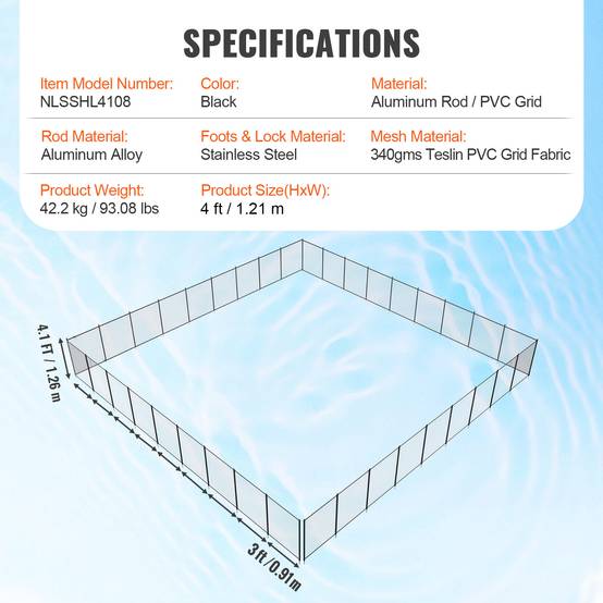 VEVOR Clôture piscine amovible 1.21x32.91m, alu/PVC 340g/m², pliable, protection enfants/animaux. - Image 7