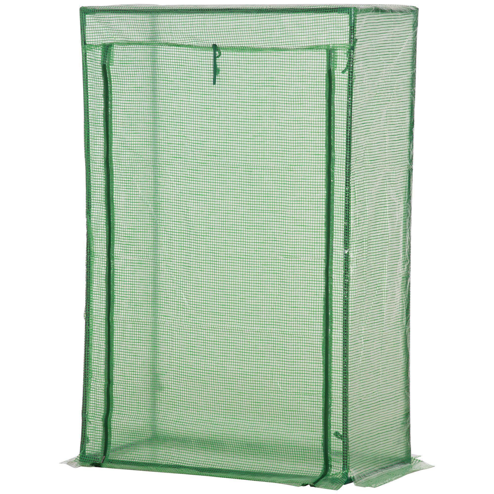 Serre de jardin, serre de balcon, bâche renforcée PE, châssis en acier, porte zippée enroulable, 100 x 50 x 150 cm vert - Image 2