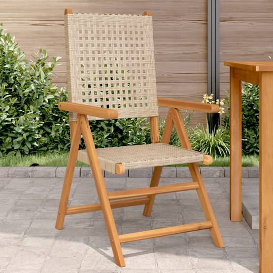 Chaises de jardin lot de 2 bois d'acacia et résine tressée beige 70 x 57 x 109 cm - PANGIVO - Image 1