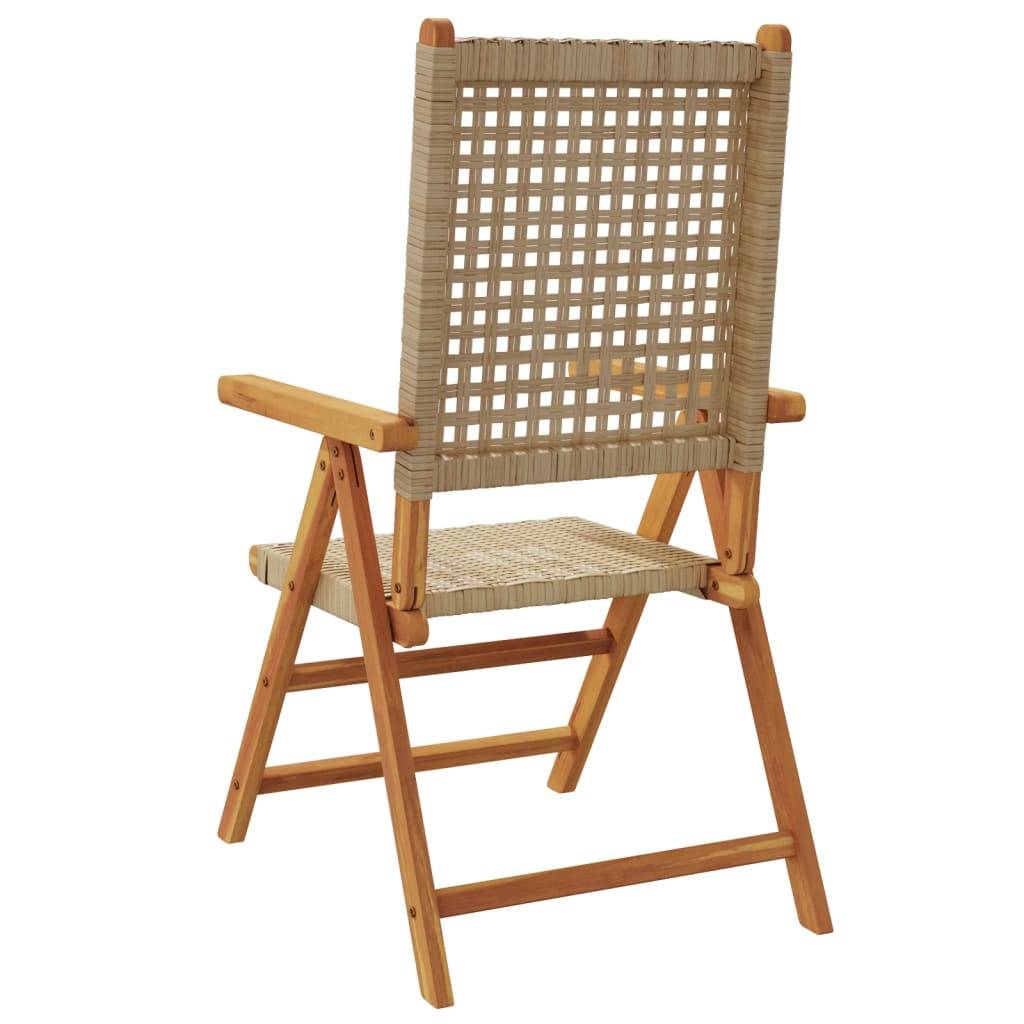 Chaises de jardin lot de 2 bois d'acacia et résine tressée beige 70 x 57 x 109 cm - PANGIVO - Image 7