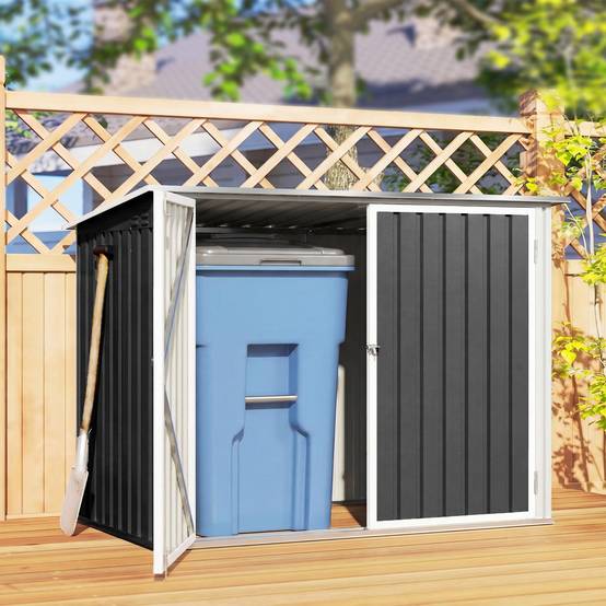 Cache poubelle extérieur acier galvanisé rangement double porte 180x108x130cm gris foncé - ComfortXL Outdoor Living - Image 4