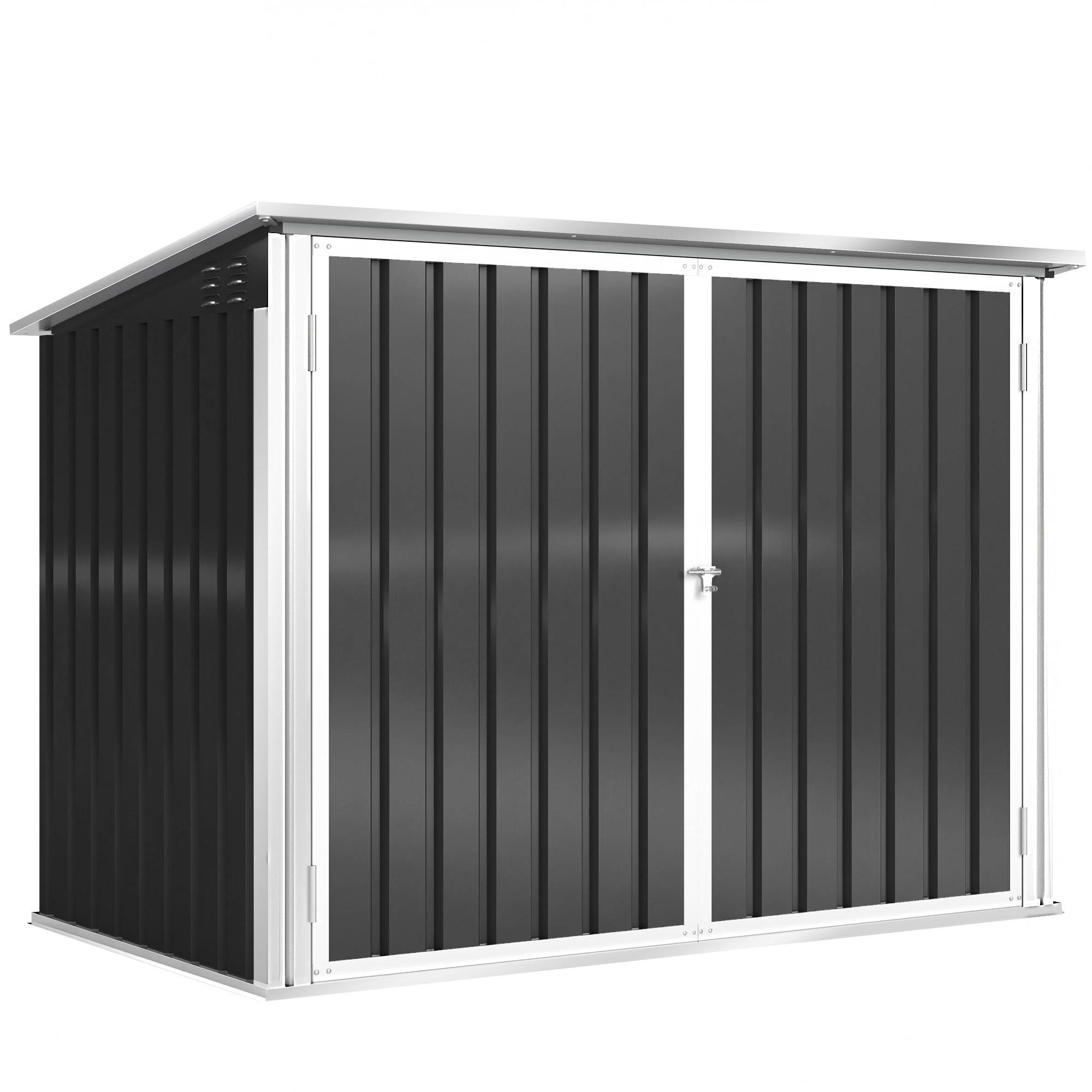 Cache poubelle extérieur acier galvanisé rangement double porte 180x108x130cm gris foncé - ComfortXL Outdoor Living - Image 2