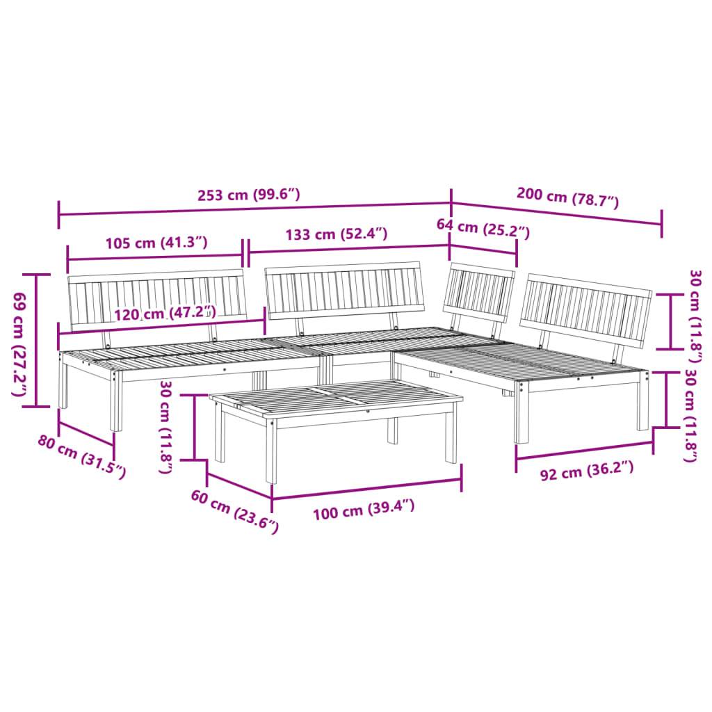 Salon palette de jardin - Salon d'extérieur - Mobilier de jardin 4 pcs bois d'acacia massif-JU843 - Image 8