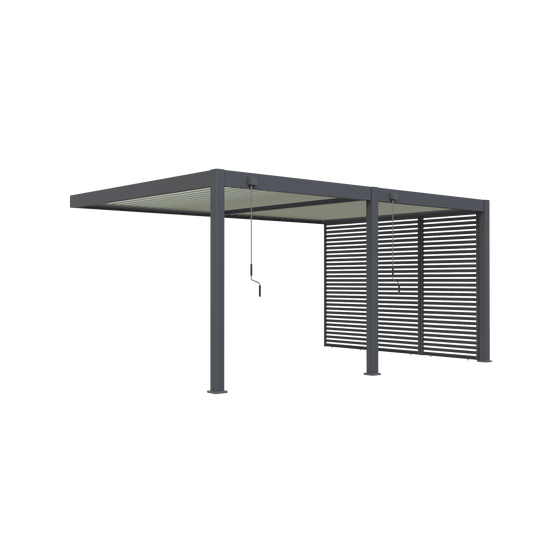 Pergola Bioclimatique Aluminium Adossée 19m² - 3,6x5,3 - Panneaux Vénitiens - Anthracite - 34 lames en Aluminium a 120 degrés - Image 3