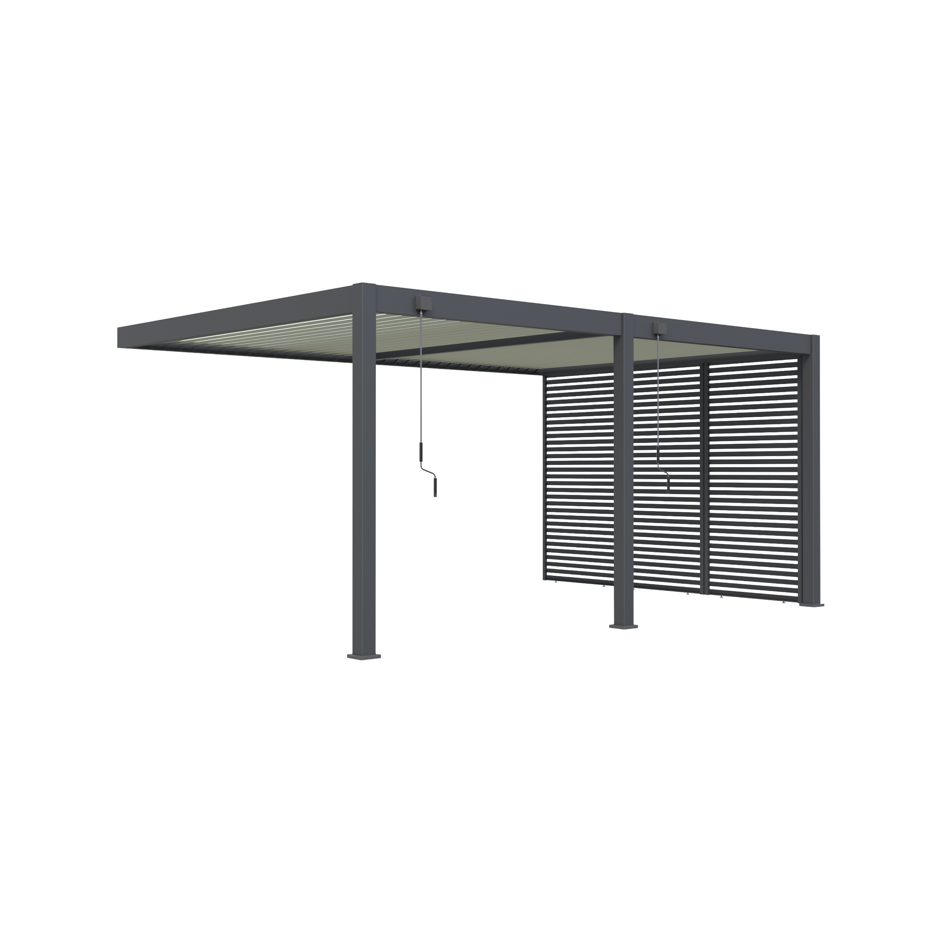 Pergola Bioclimatique Aluminium Adossée 19m² - 3,6x5,3 - Panneaux Vénitiens - Anthracite - 34 lames en Aluminium a 120 degrés - Image 3