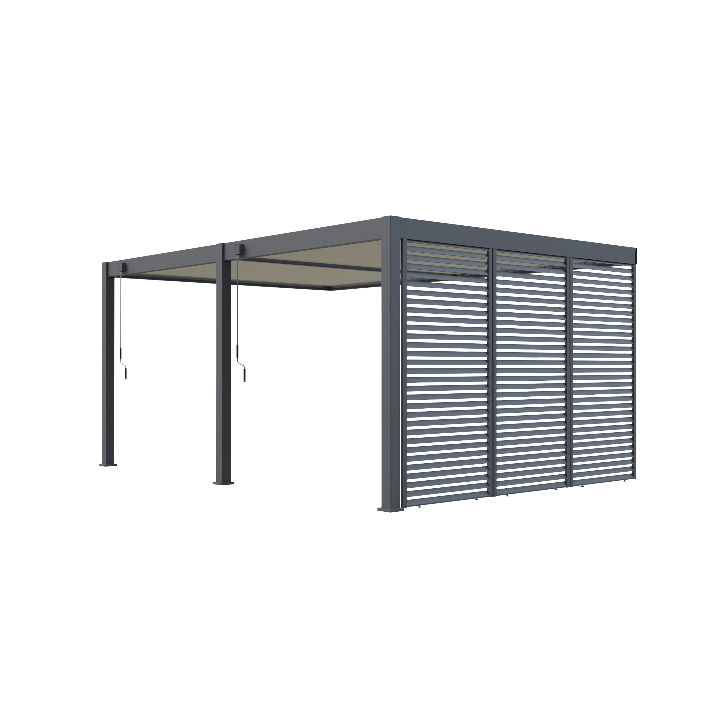 Pergola Bioclimatique Aluminium Adossée 19m² - 3,6x5,3 - Panneaux Vénitiens - Anthracite - 34 lames en Aluminium a 120 degrés - Image 2