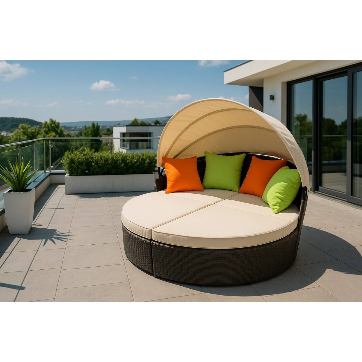 Canapé modulable avec toit pare soleil Coussins Mobilier de jardin Fauteuil de jardin ALCOVA - Imagen 2
