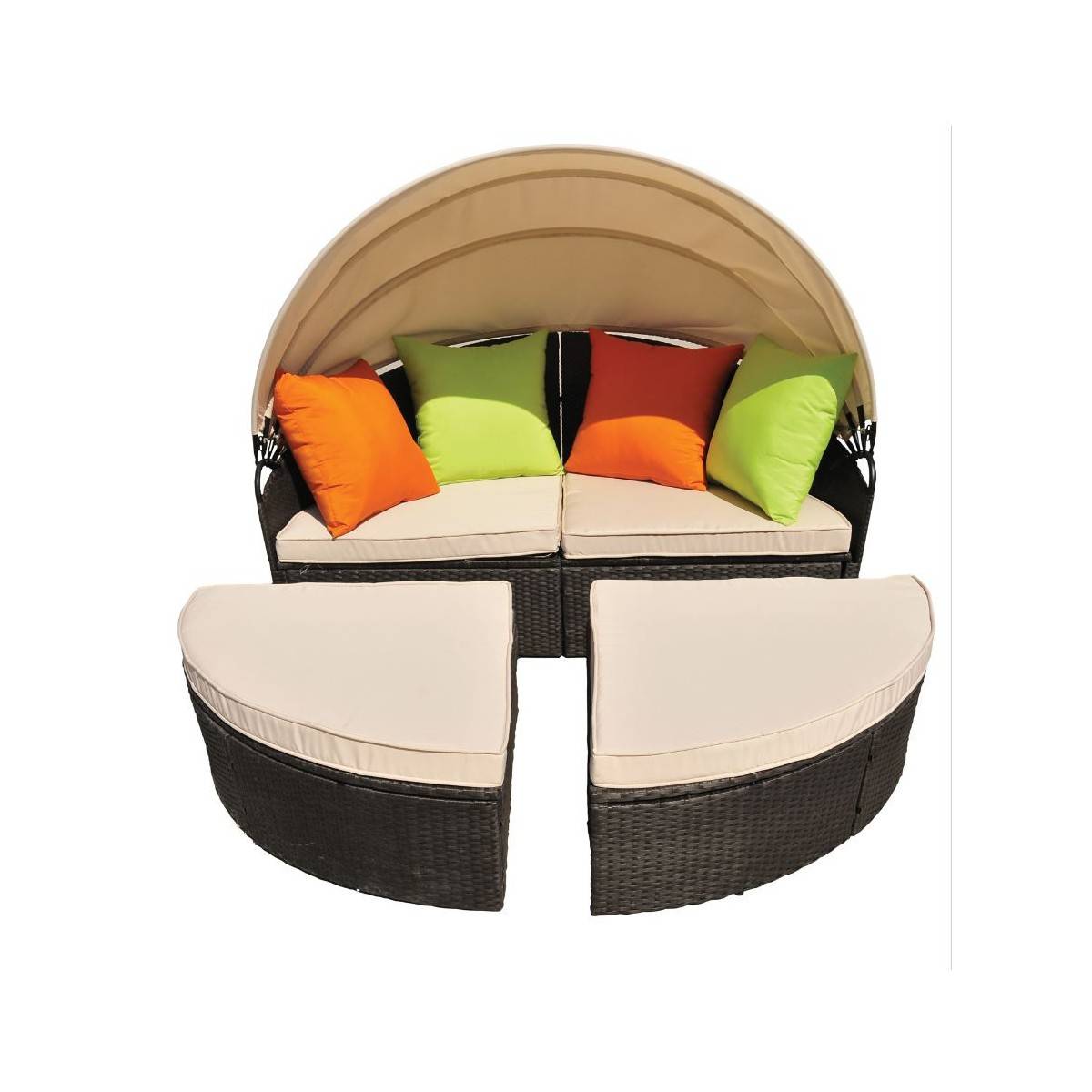 Canapé modulable avec toit pare soleil Coussins Mobilier de jardin Fauteuil de jardin ALCOVA - Imagen 3