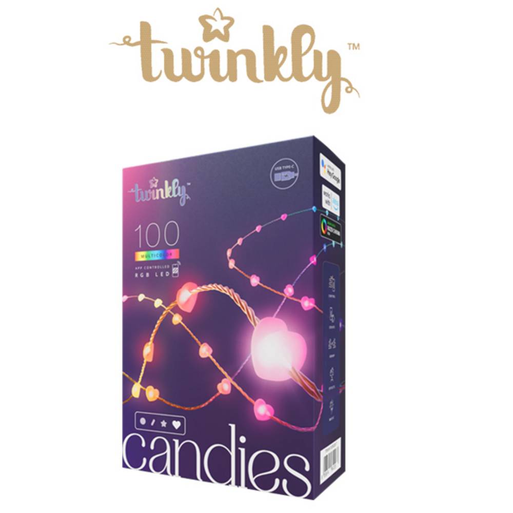 Guirlande coeur connectée IP20 6m 100 LEDS RGB fil transparent TWINKLY CANDIES - Imagen 2