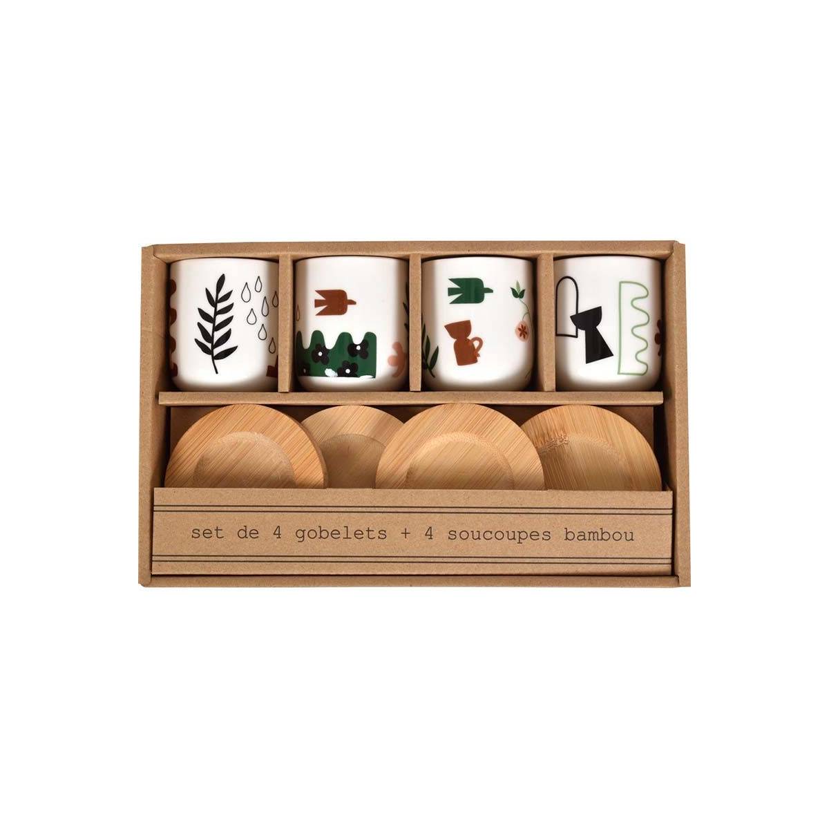 Opjet - Coffret 4 gobelets et sous tasses Nature Opjet - Imagen 1