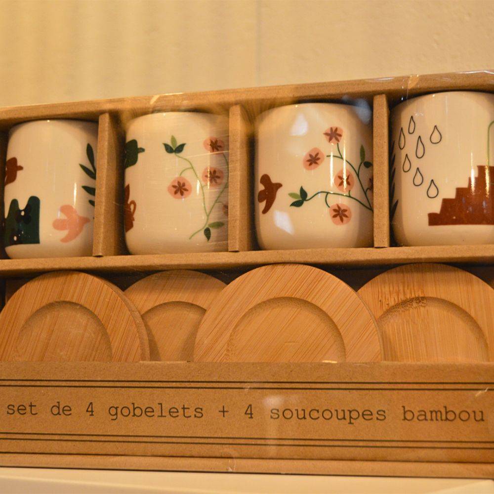 Opjet - Coffret 4 gobelets et sous tasses Nature Opjet - Imagen 3