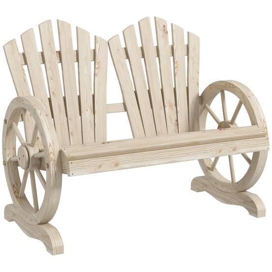 ComfortXL - Banquette de jardin bois de sapin 108 x 66 x 95 cm finition brûlée 2 places dossier courbé accoudoirs roue - Image 10