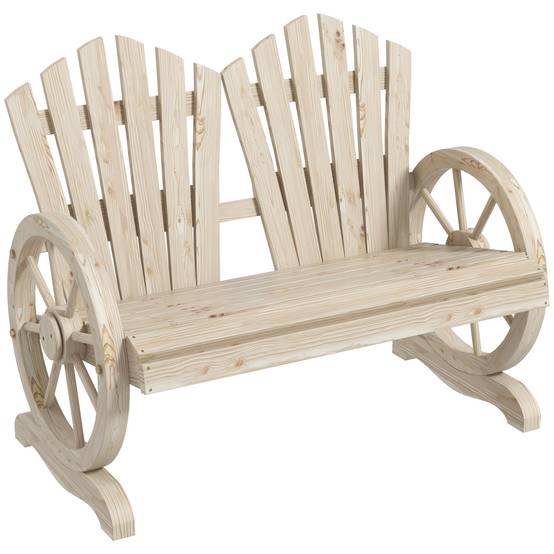 ComfortXL - Banquette de jardin bois de sapin 108 x 66 x 95 cm finition brûlée 2 places dossier courbé accoudoirs roue - Image 2