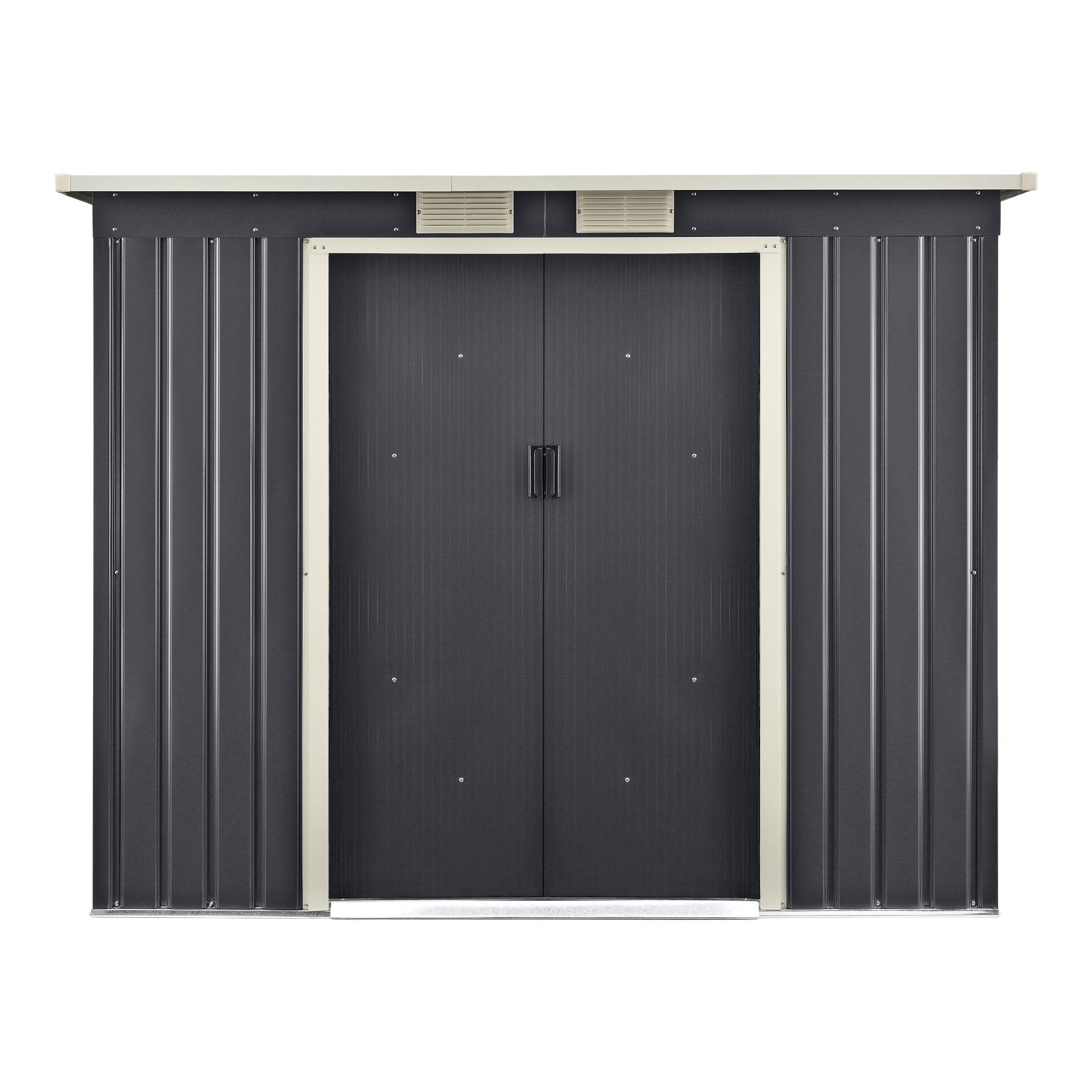 Helloshop26 - Abri de jardin toit en appentis 213 x 130 x 173 cm tôles en acier galvanisées gris foncé - Imagen 5