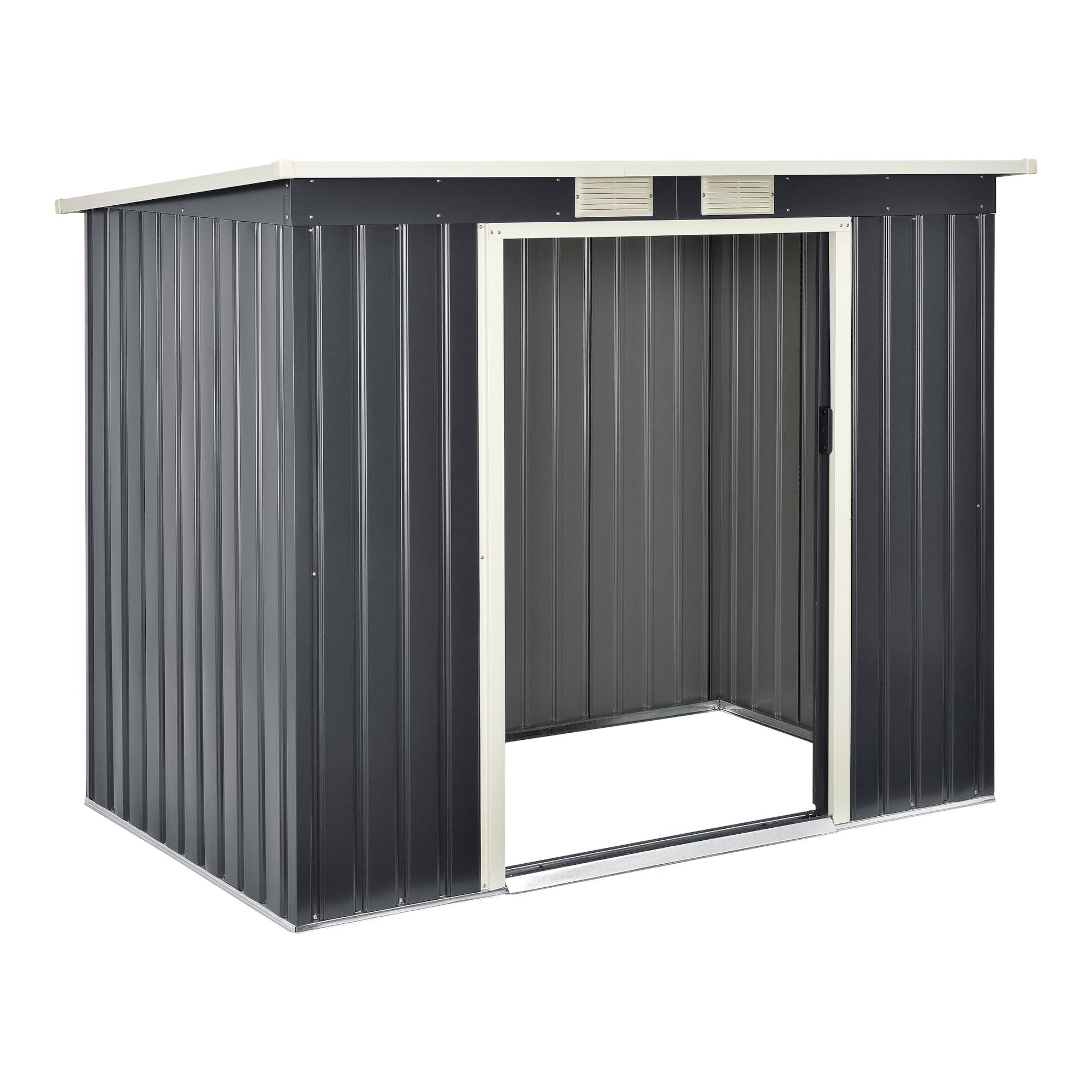 Helloshop26 - Abri de jardin toit en appentis 213 x 130 x 173 cm tôles en acier galvanisées gris foncé - Imagen 4