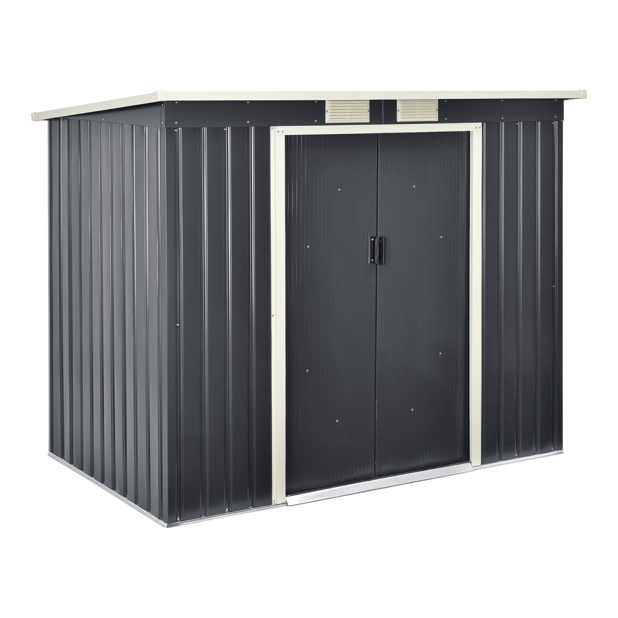 Helloshop26 - Abri de jardin toit en appentis 213 x 130 x 173 cm tôles en acier galvanisées gris foncé - Imagen 1