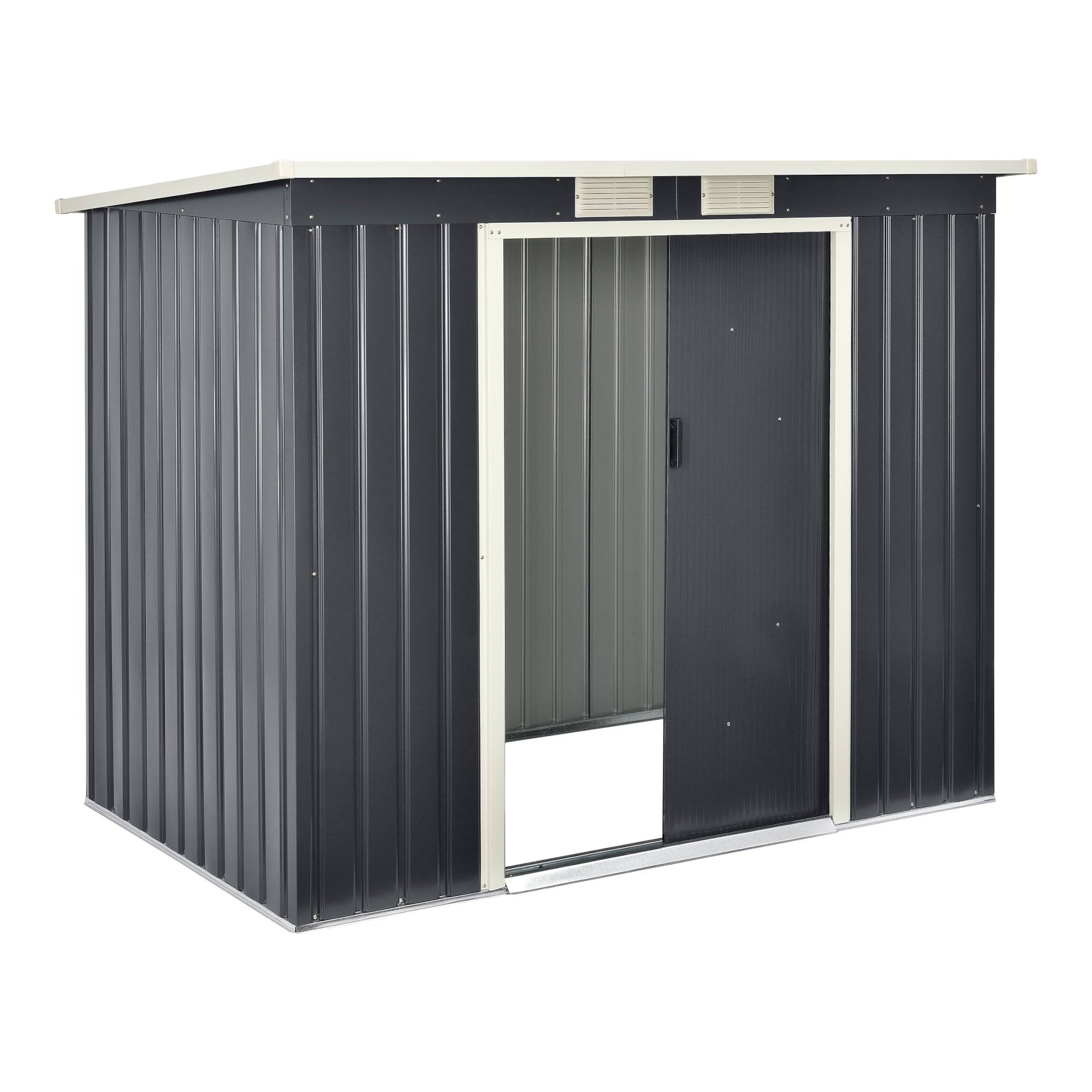 Helloshop26 - Abri de jardin toit en appentis 213 x 130 x 173 cm tôles en acier galvanisées gris foncé - Imagen 3