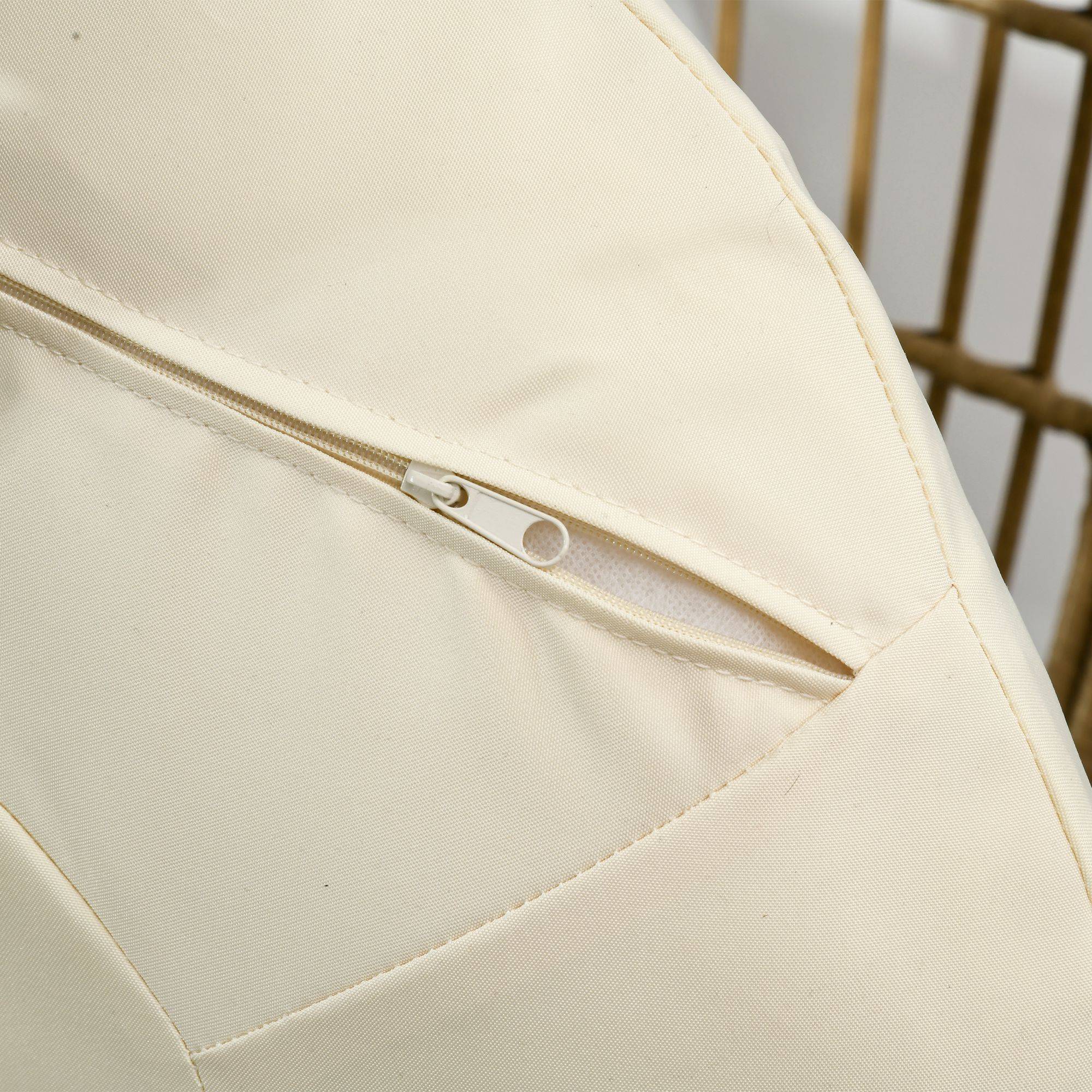 ComfortXL - Fauteuil cocon de jardin en résine tressée kaki beige 105 x 90 x 148 cm coussins épais pieds réglables - Image 9