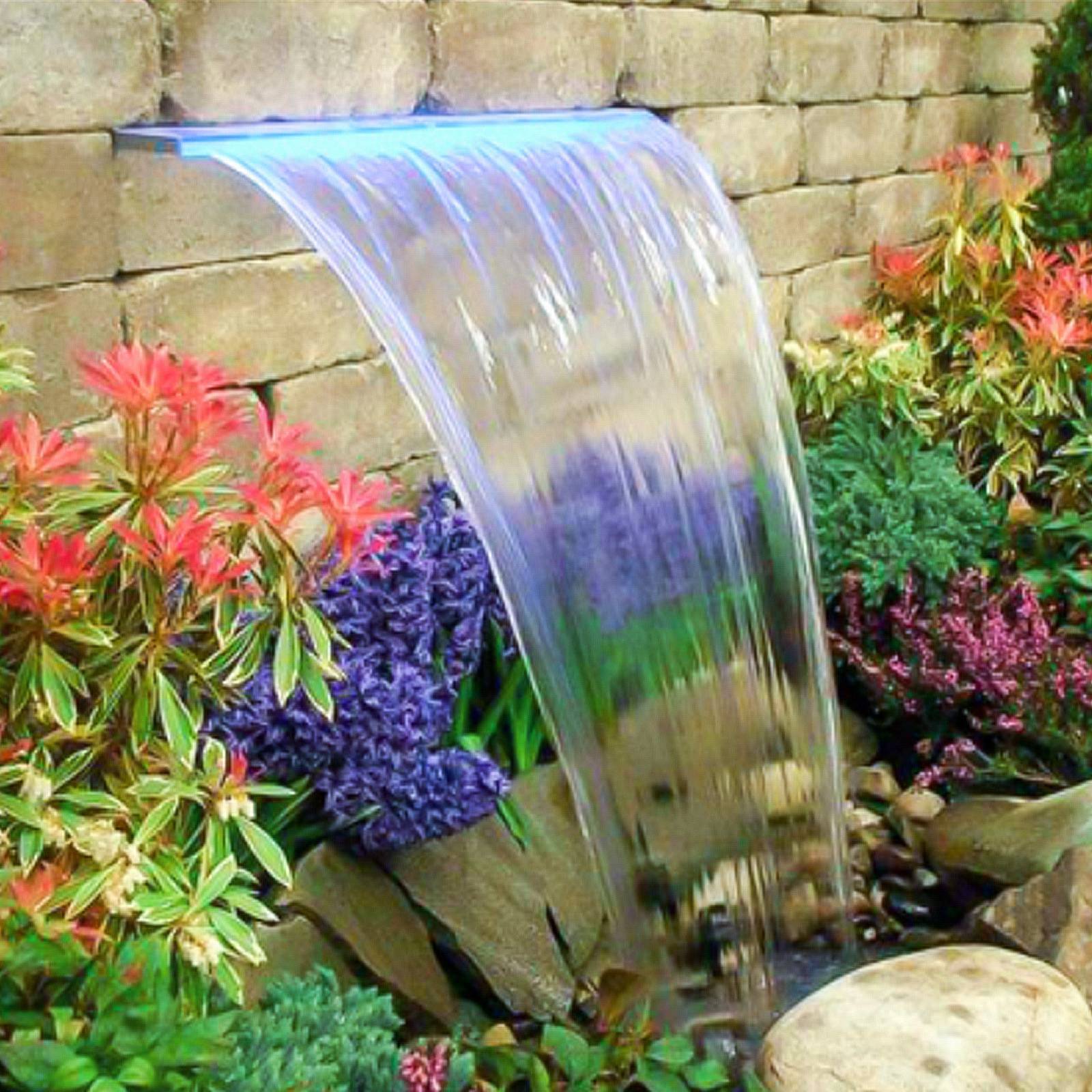 Vevor - VEVOR Fontaine piscine rectangulaire 89x8x21cm, cascade LED télécommande, lumière 17 couleurs, pour décoration. - Image 8