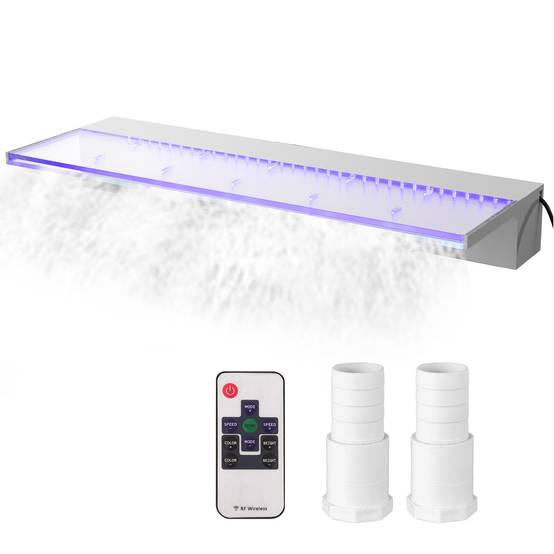 Vevor - VEVOR Fontaine piscine rectangulaire 89x8x21cm, cascade LED télécommande, lumière 17 couleurs, pour décoration. - Image 1